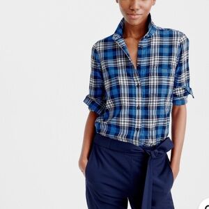 J. Crew Blue Plaid Button-Down Shirt